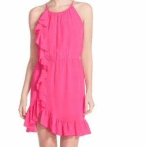 Amanda Uprichard $238 NEW pink ruffle blouson dress S